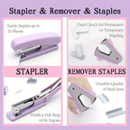 Green Office Supplies, Desk Accessories, Stapler And Tape Dispenser Set For Women With Stapler, Tape Dispenser, Staple Remover, Staples, Clips, Scissor And Tabs For Students, Office Clerks