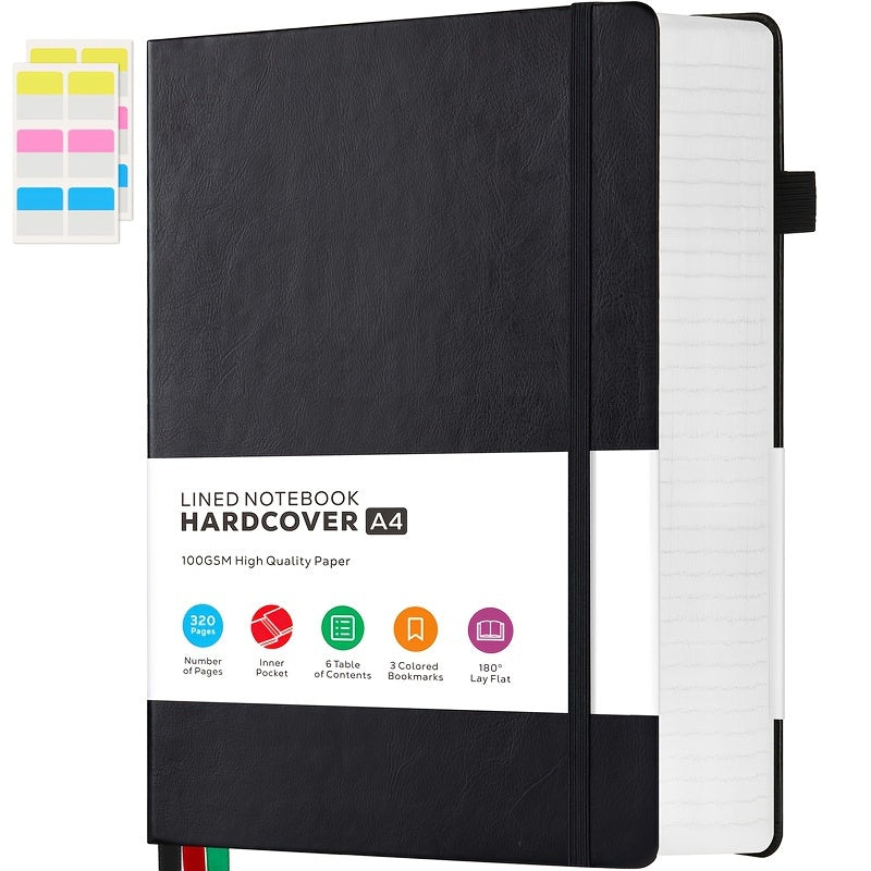 A4 Notebooks College Ruled, A4 (8.5 x 11) Large Notebook Journal with 100GSM Lined Paper, Hardcover Leather Journaling Notebooks for Women & Men, 320 Pages, Big Notebook for School Work