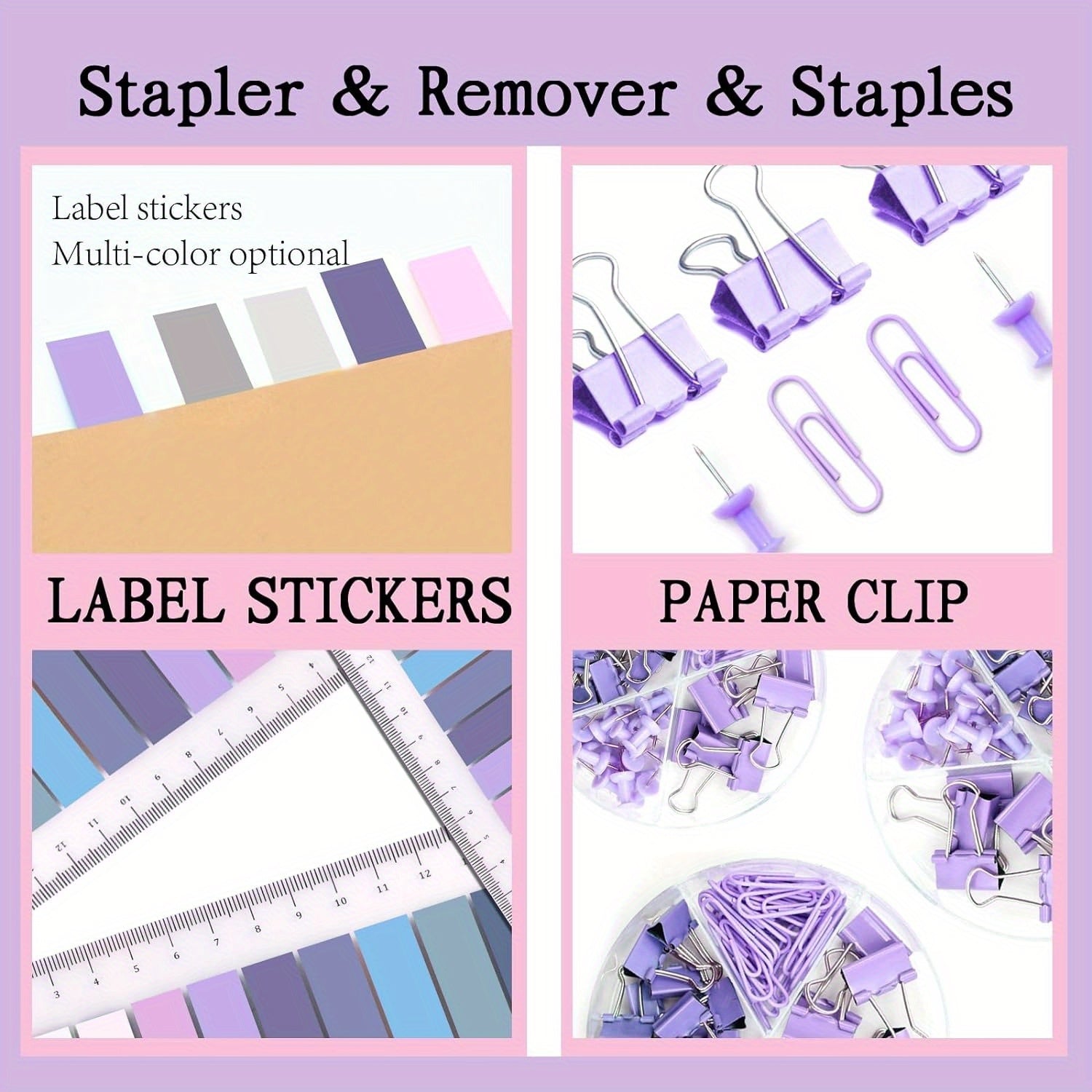 Green Office Supplies, Desk Accessories, Stapler And Tape Dispenser Set For Women With Stapler, Tape Dispenser, Staple Remover, Staples, Clips, Scissor And Tabs For Students, Office Clerks