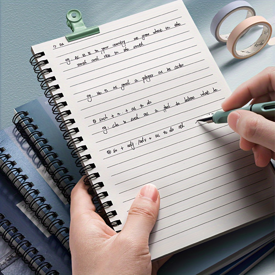 Spiral-Bound A5 Notebooks, 4pcs/set In Eye-catching Gradient Blue, Offering 320 Versatile Pages For Note-taking, Journaling, Drawing, And More