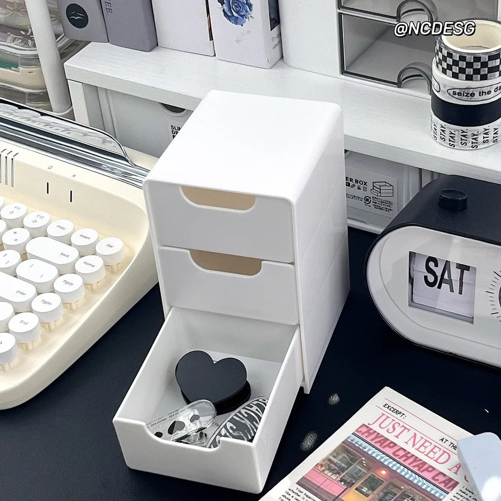 Chic 3-Tier Desktop Organizer With Drawers - Perfect For Office Supplies, Jewelry & Cosmetics Storage Office Desk Accessories Desk Accessories Office