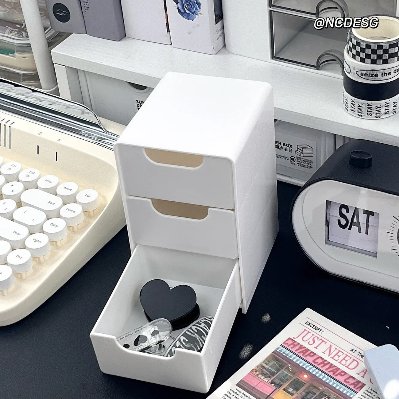 Chic 3-Tier Desktop Organizer With Drawers - Perfect For Office Supplies, Jewelry & Cosmetics Storage Office Desk Accessories Desk Accessories Office