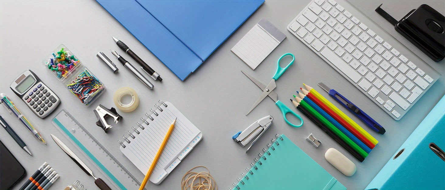 vedett Office Desk Organizer with 6 Compartments + Pen Holder/72 Accessories, Desk Accessories Organizers for Office, Home, School (Black)