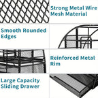 vedett Office Desk Organizer with 6 Compartments + Pen Holder/72 Accessories, Desk Accessories Organizers for Office, Home, School (Black)