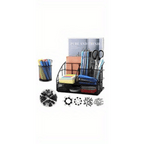 vedett Office Desk Organizer with 6 Compartments + Pen Holder/72 Accessories, Desk Accessories Organizers for Office, Home, School (Black)