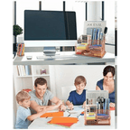 vedett Office Desk Organizer with 6 Compartments + Pen Holder/72 Accessories, Desk Accessories Organizers for Office, Home, School (Black)