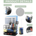 vedett Office Desk Organizer with 6 Compartments + Pen Holder/72 Accessories, Desk Accessories Organizers for Office, Home, School (Black)