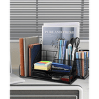 vedett Office Desk Organizer with 6 Compartments + Pen Holder/72 Accessories, Desk Accessories Organizers for Office, Home, School (Black)