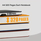 A4 Notebooks College Ruled, A4 (8.5 x 11) Large Notebook Journal with 100GSM Lined Paper, Hardcover Leather Journaling Notebooks for Women & Men, 320 Pages, Big Notebook for School Work