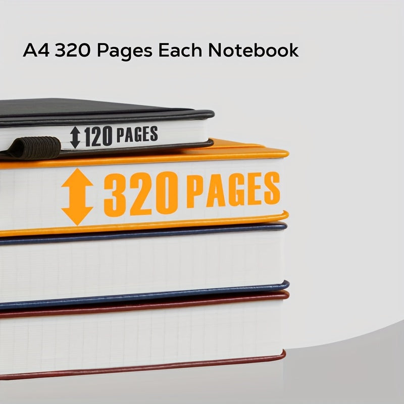 A4 Notebooks College Ruled, A4 (8.5 x 11) Large Notebook Journal with 100GSM Lined Paper, Hardcover Leather Journaling Notebooks for Women & Men, 320 Pages, Big Notebook for School Work