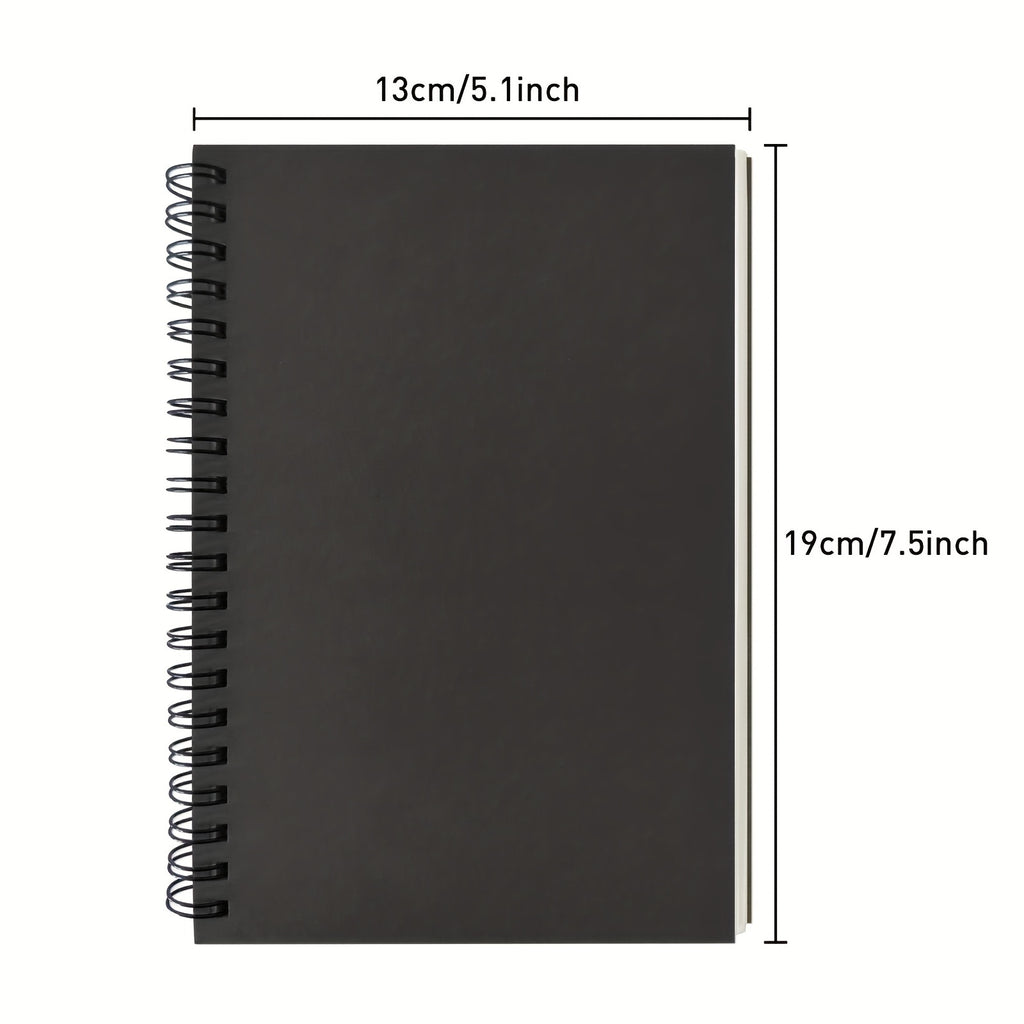 2-Pack Soft Cover Blank Spiral Notebooks - Perfect for Sketching & Writing - 100 Pages/50 Sheets - 7.5 x 5.1 - 100GSM - Black