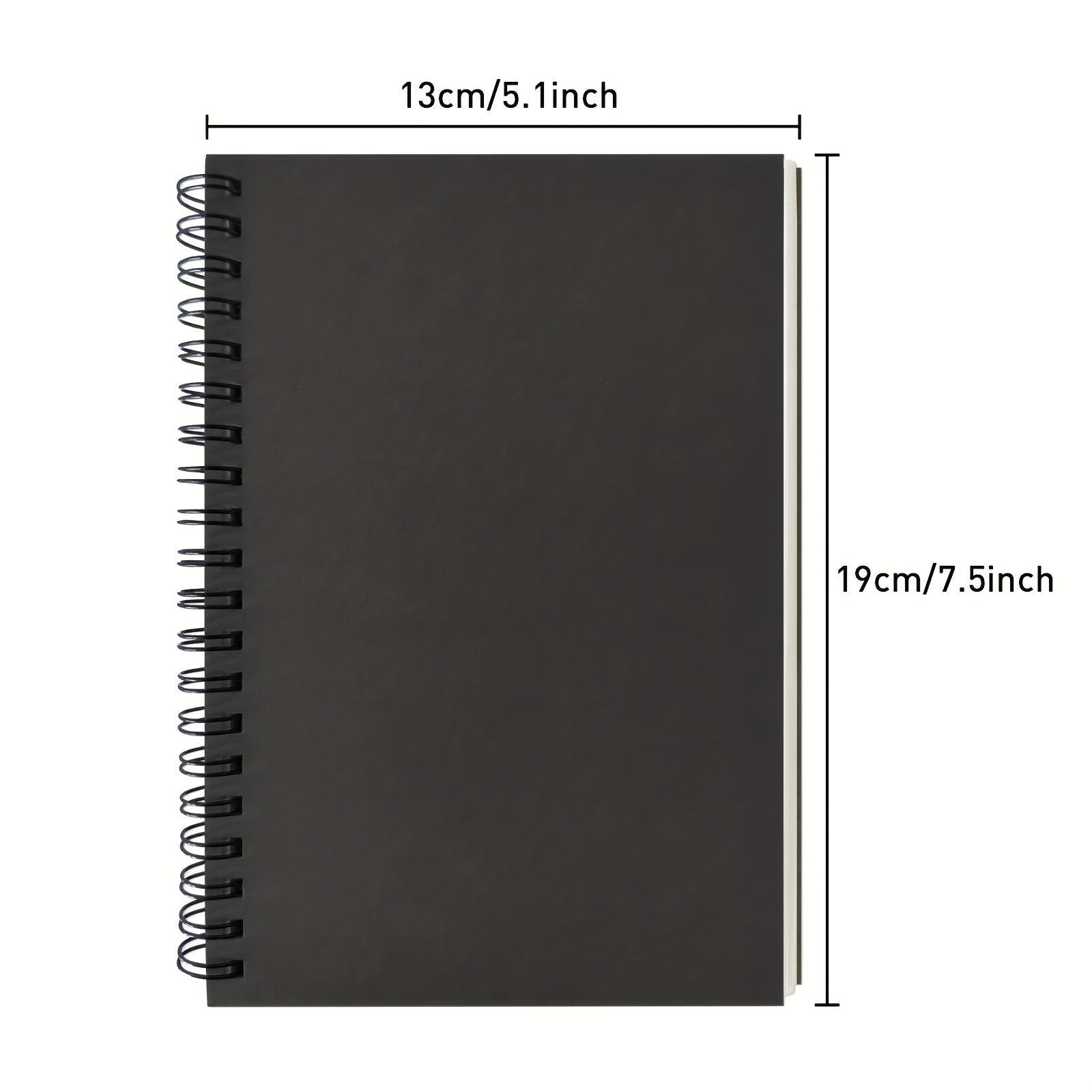 2-Pack Soft Cover Blank Spiral Notebooks - Perfect for Sketching & Writing - 100 Pages/50 Sheets - 7.5 x 5.1 - 100GSM - Black