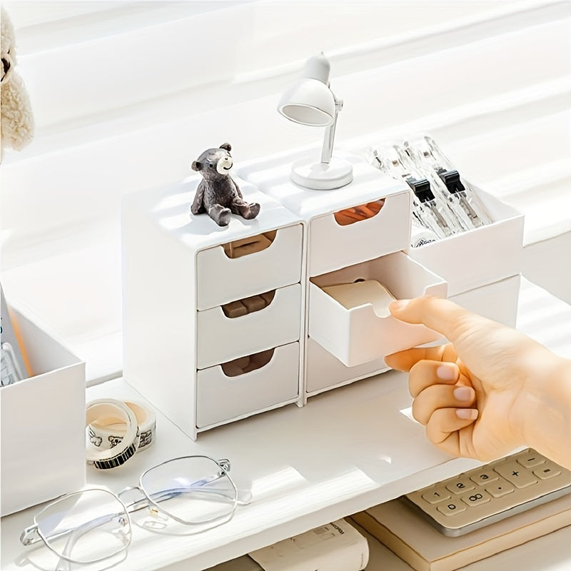 Chic 3-Tier Desktop Organizer With Drawers - Perfect For Office Supplies, Jewelry & Cosmetics Storage Office Desk Accessories Desk Accessories Office