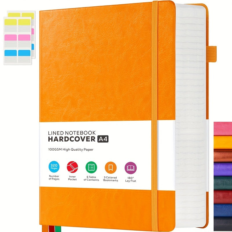 A4 Notebooks College Ruled, A4 (8.5 x 11) Large Notebook Journal with 100GSM Lined Paper, Hardcover Leather Journaling Notebooks for Women & Men, 320 Pages, Big Notebook for School Work