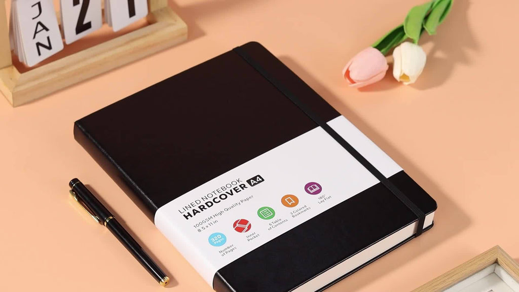 A4 Notebooks College Ruled, A4 (8.5 x 11) Large Notebook Journal with 100GSM Lined Paper, Hardcover Leather Journaling Notebooks for Women & Men, 320 Pages, Big Notebook for School Work