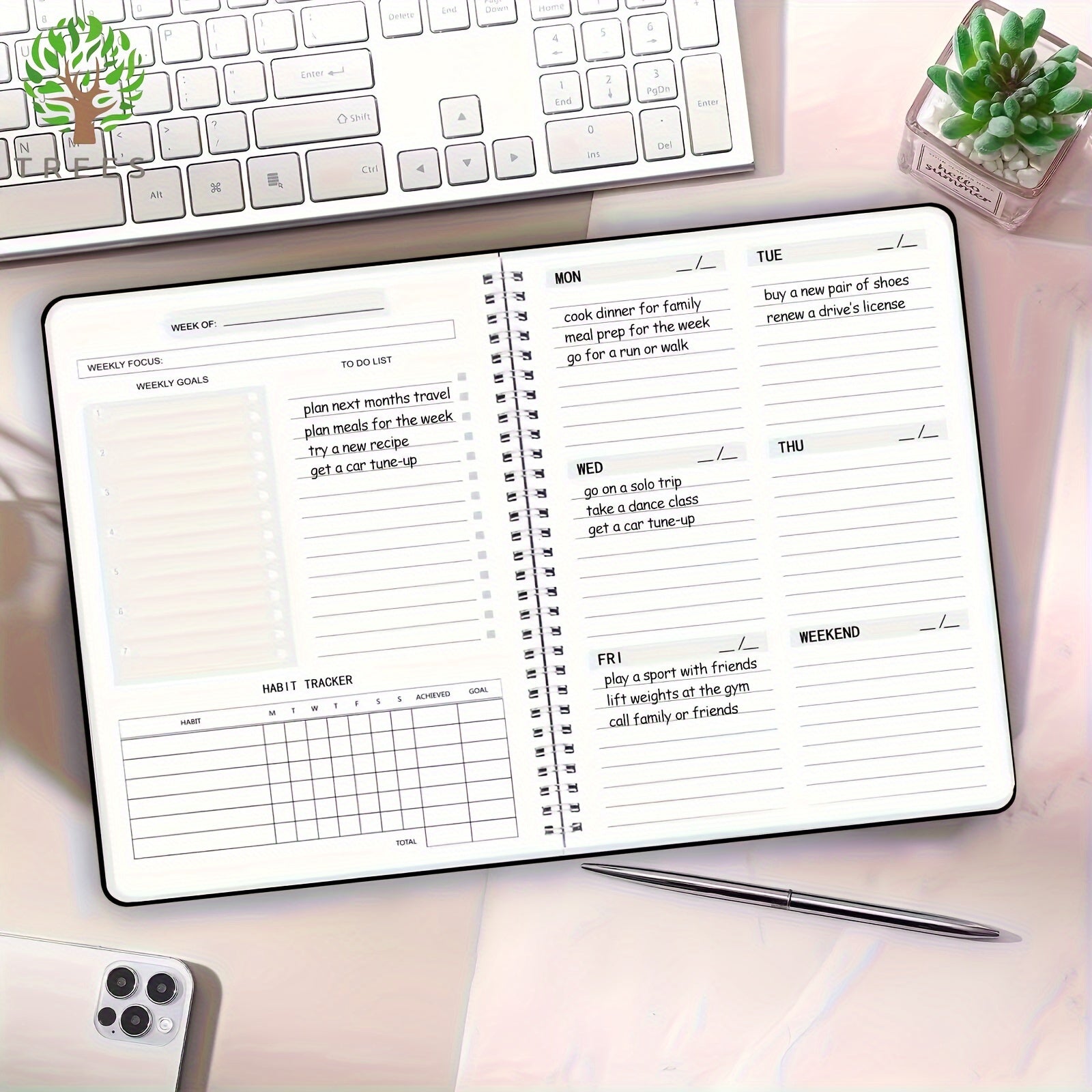 Weekly Planner Notebook Diary Weekly Planner Goal Habit Schedules Journal Notebooks For School Stationery Office, School Supplies