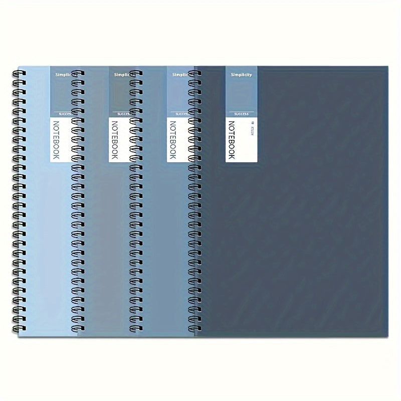 4-Piece A5 Spiral Notebooks In Gradient Blue Series - Perfect For Students & Office Use