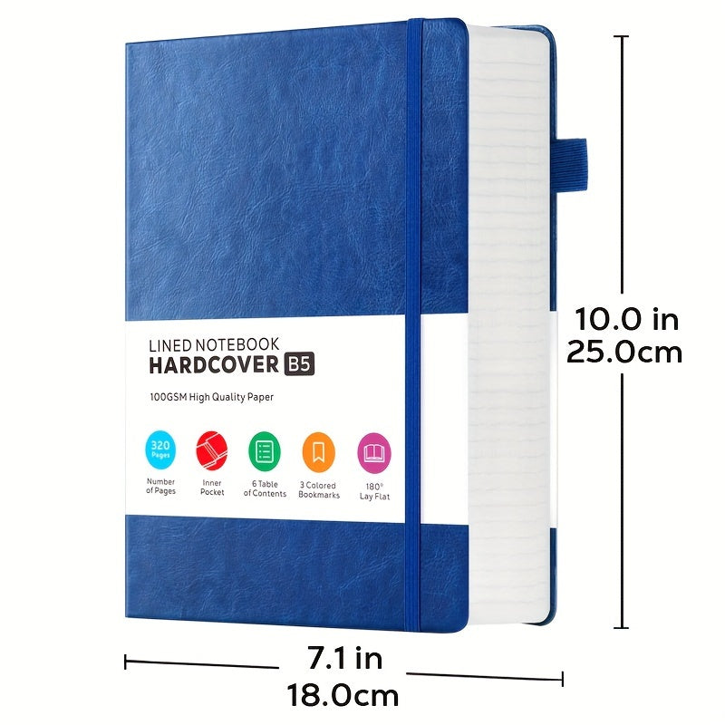 3 Pack B5 Lined Leather Notebooks - Large 320 Pages Hardcover College Ruled Journal Set for Women and Men, Multicolor, 7.1 X 10in, Perfect for Work, School, Office, and Everyday Writing