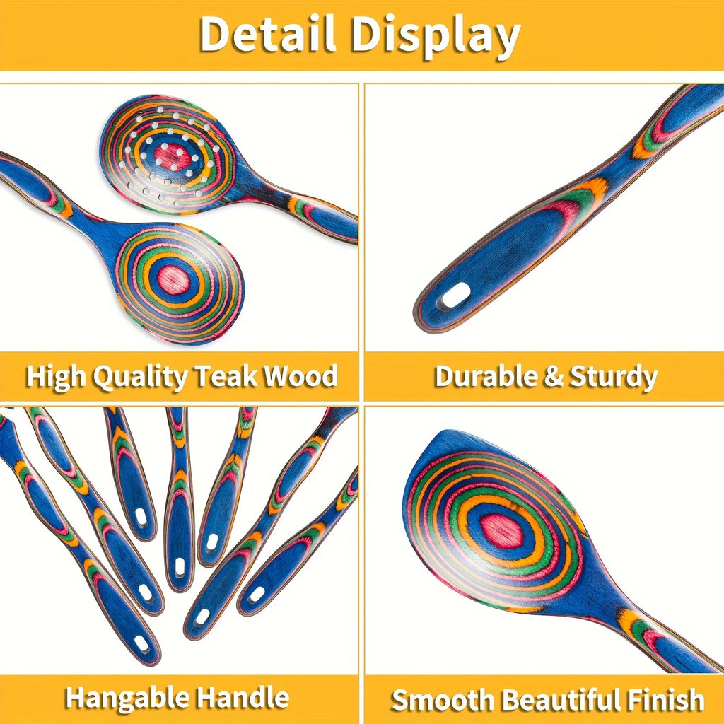 7pcs Utensils Set Durable Wooden Spoon For Cooking Wooden Utensil For Cooking Wooden Kitchen Tool Kitchen Stuff