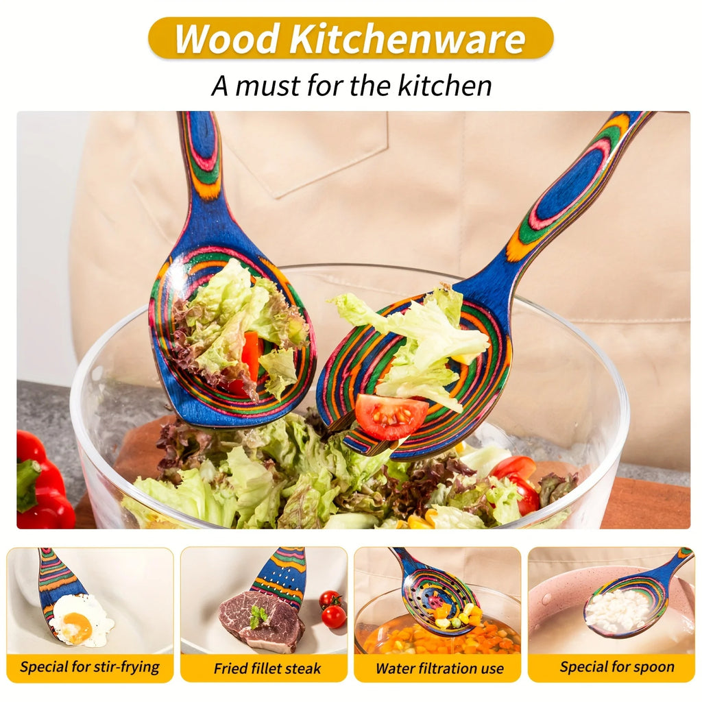 7pcs Utensils Set Durable Wooden Spoon For Cooking Wooden Utensil For Cooking Wooden Kitchen Tool Kitchen Stuff