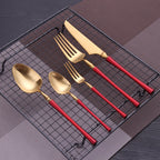 Cutlery Set Mirror Golden Kitchen Accessories Stainless Steel Tableware Dish Dinnerware Knife Fork Spoon Utensils Sets For Home
