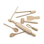 Children Wooden Kitchen Utensils Pretend Kitchen Toy Simulation Beech Wooden Spoon Shovel Egg Beater Clip Pretend Kitchen Set
