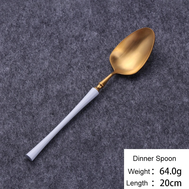 Cutlery Set Mirror Golden Kitchen Accessories Stainless Steel Tableware Dish Dinnerware Knife Fork Spoon Utensils Sets For Home