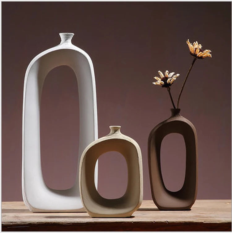 Classic Ceramic Vase Home Decor Art Crafts Decoration Contracted Porcelain Flower Pot Creative Desktop Figurines