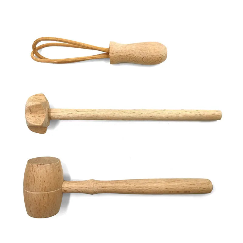 Children Wooden Kitchen Utensils Pretend Kitchen Toy Simulation Beech Wooden Spoon Shovel Egg Beater Clip Pretend Kitchen Set