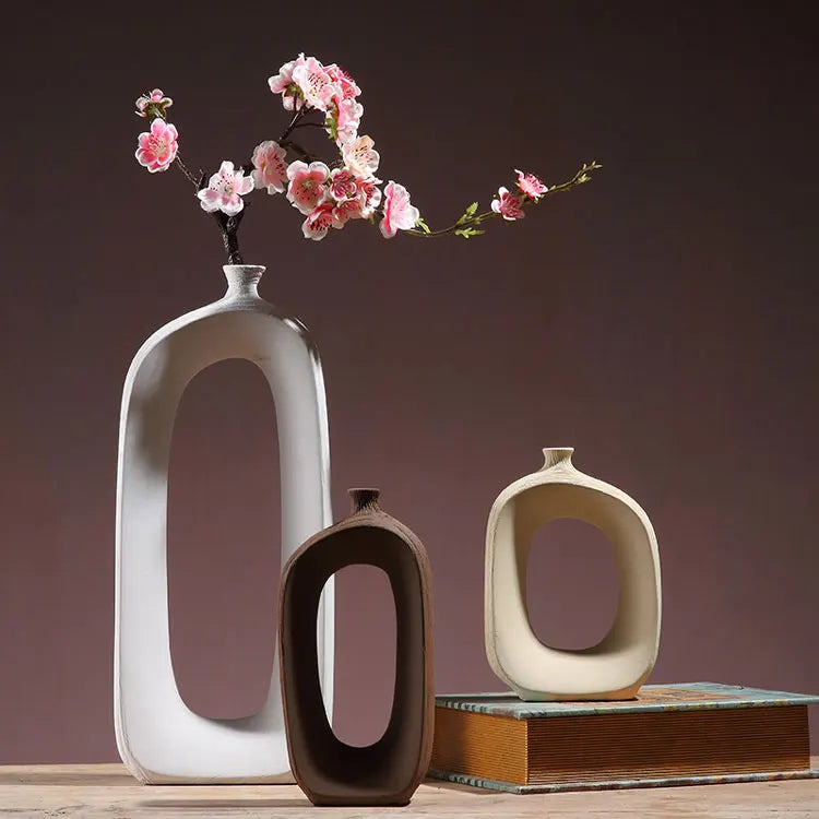 Classic Ceramic Vase Home Decor Art Crafts Decoration Contracted Porcelain Flower Pot Creative Desktop Figurines