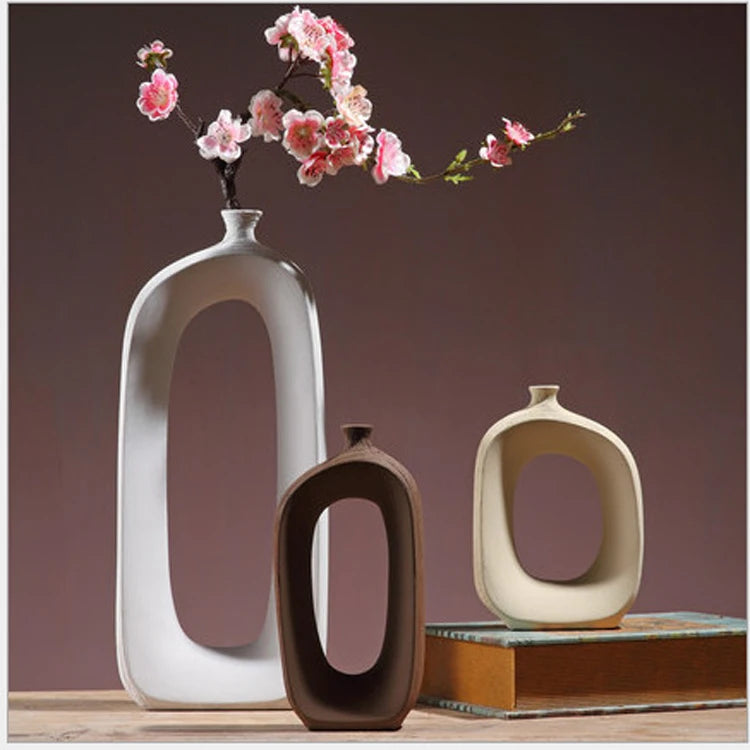 Classic Ceramic Vase Home Decor Art Crafts Decoration Contracted Porcelain Flower Pot Creative Desktop Figurines