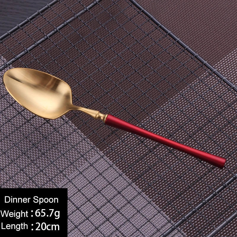 Cutlery Set Mirror Golden Kitchen Accessories Stainless Steel Tableware Dish Dinnerware Knife Fork Spoon Utensils Sets For Home