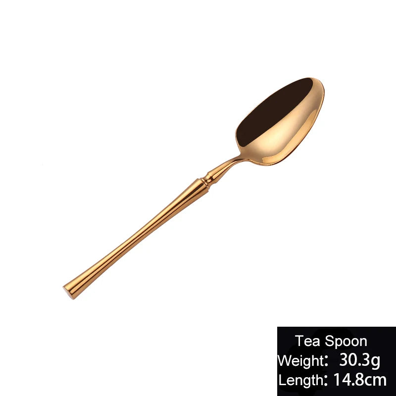 Cutlery Set Mirror Golden Kitchen Accessories Stainless Steel Tableware Dish Dinnerware Knife Fork Spoon Utensils Sets For Home