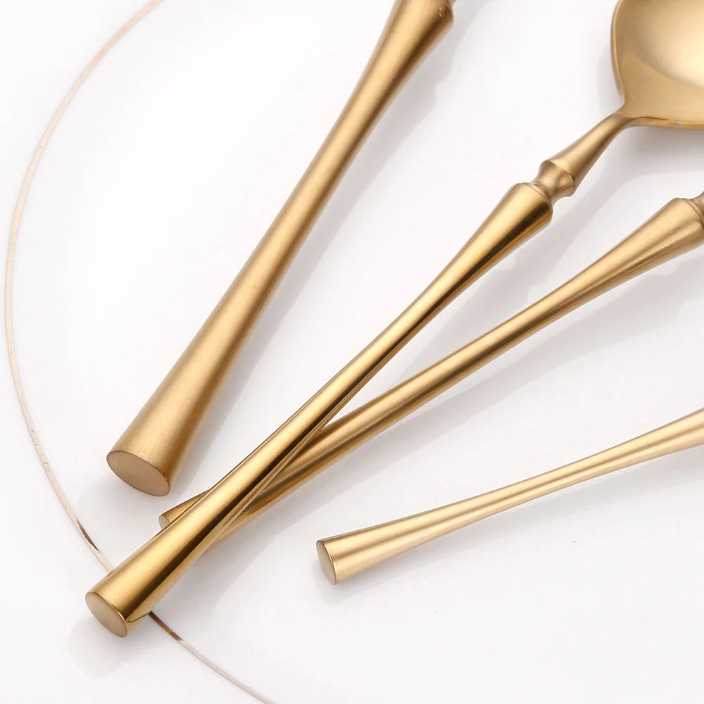 Cutlery Set Mirror Golden Kitchen Accessories Stainless Steel Tableware Dish Dinnerware Knife Fork Spoon Utensils Sets For Home