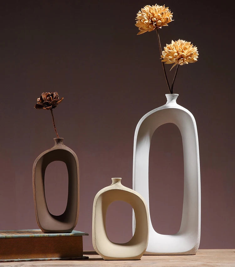 Classic Ceramic Vase Home Decor Art Crafts Decoration Contracted Porcelain Flower Pot Creative Desktop Figurines