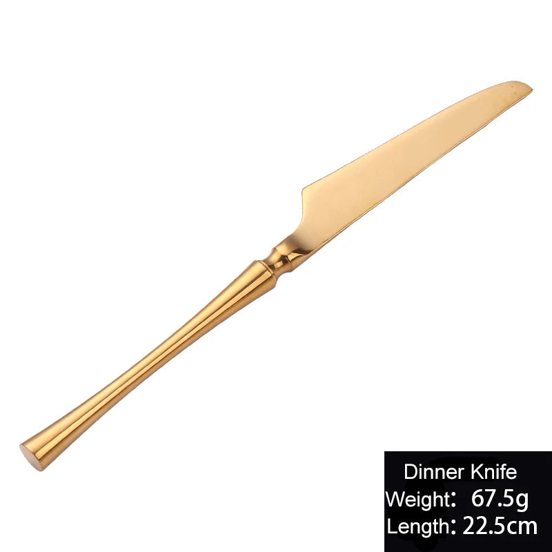 Cutlery Set Mirror Golden Kitchen Accessories Stainless Steel Tableware Dish Dinnerware Knife Fork Spoon Utensils Sets For Home