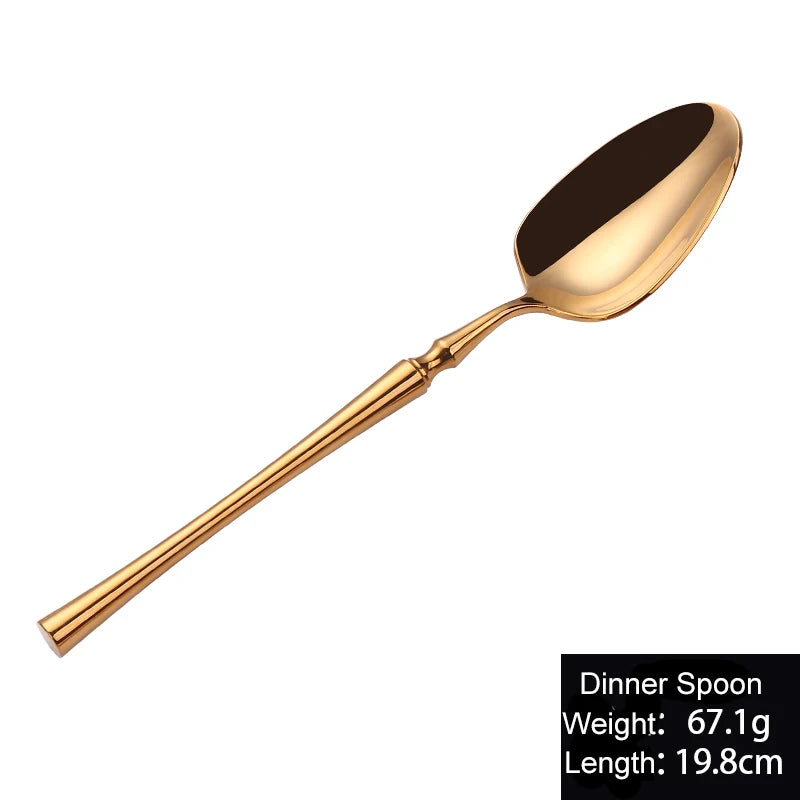 Cutlery Set Mirror Golden Kitchen Accessories Stainless Steel Tableware Dish Dinnerware Knife Fork Spoon Utensils Sets For Home