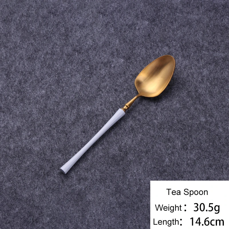 Cutlery Set Mirror Golden Kitchen Accessories Stainless Steel Tableware Dish Dinnerware Knife Fork Spoon Utensils Sets For Home