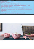 6-Piece Set Japanese Rice Bowl Dishes, Chopsticks, Spoon Ceramic Tableware Household Single Food