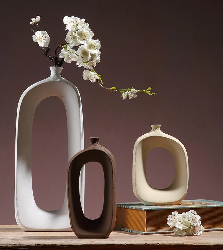 Classic Ceramic Vase Home Decor Art Crafts Decoration Contracted Porcelain Flower Pot Creative Desktop Figurines