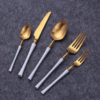 Cutlery Set Mirror Golden Kitchen Accessories Stainless Steel Tableware Dish Dinnerware Knife Fork Spoon Utensils Sets For Home