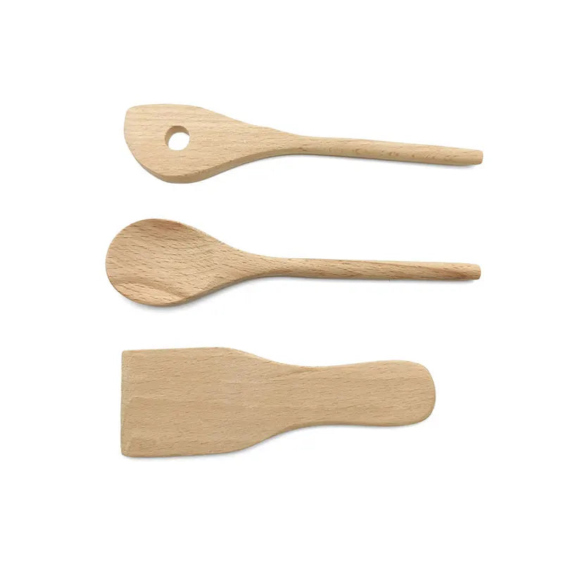 Children Wooden Kitchen Utensils Pretend Kitchen Toy Simulation Beech Wooden Spoon Shovel Egg Beater Clip Pretend Kitchen Set