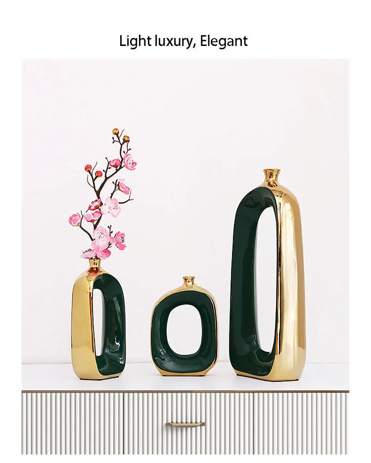 Classic Ceramic Vase Home Decor Art Crafts Decoration Contracted Porcelain Flower Pot Creative Desktop Figurines