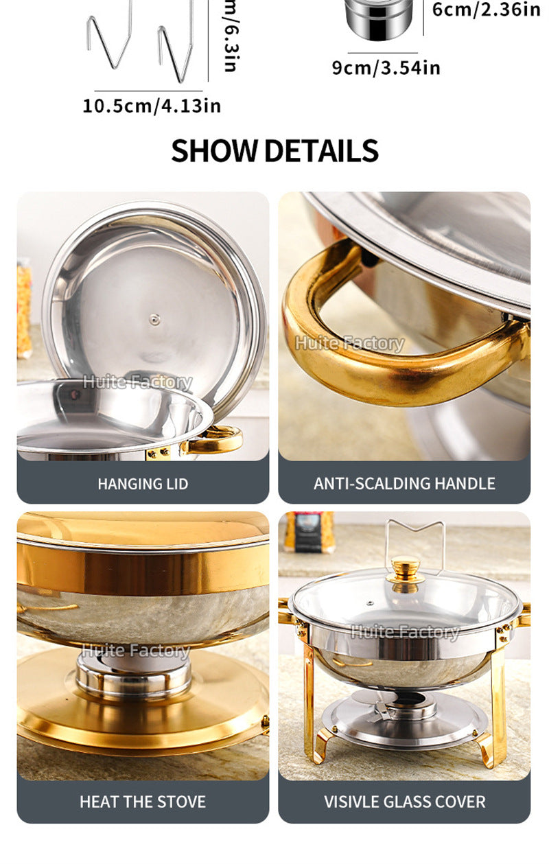 2 Pack 5QT Chafing Dish Buffet Set Stainless Steel Chafer with 2 Full Size Pans Round Catering Warmer Server Lid Water Pan