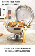 2 Pack 5QT Chafing Dish Buffet Set Stainless Steel Chafer with 2 Full Size Pans Round Catering Warmer Server Lid Water Pan