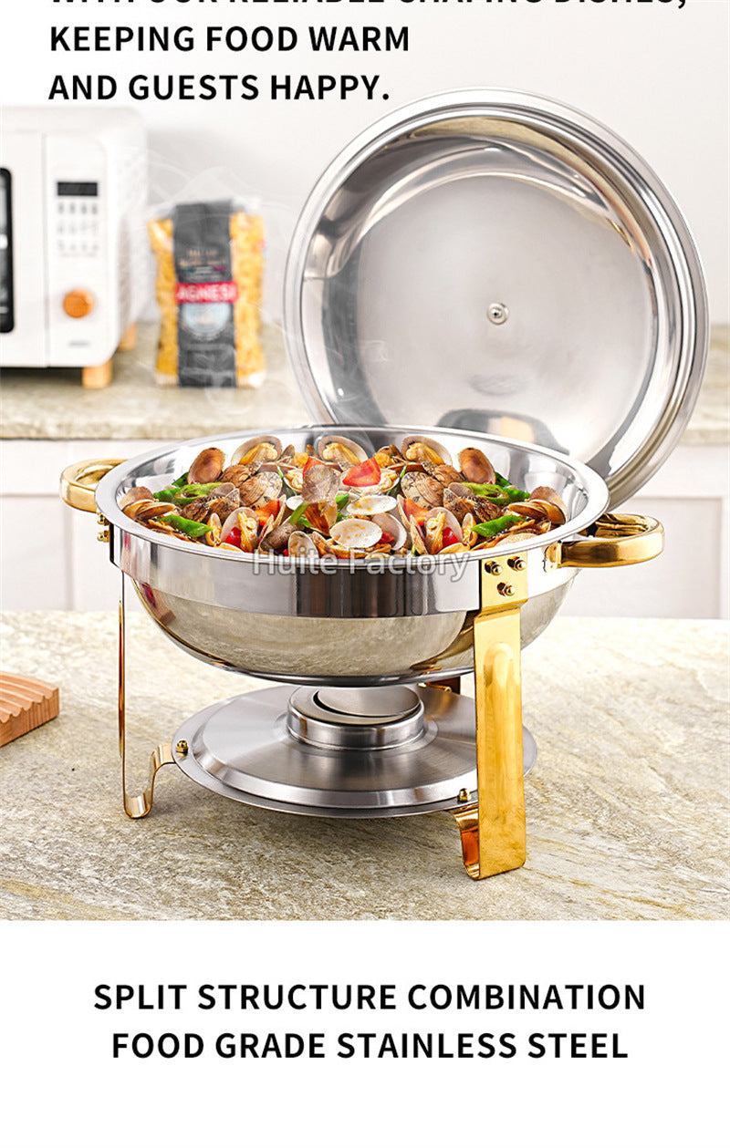 2 Pack 5QT Chafing Dish Buffet Set Stainless Steel Chafer with 2 Full Size Pans Round Catering Warmer Server Lid Water Pan