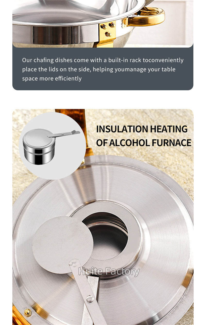 2 Pack 5QT Chafing Dish Buffet Set Stainless Steel Chafer with 2 Full Size Pans Round Catering Warmer Server Lid Water Pan