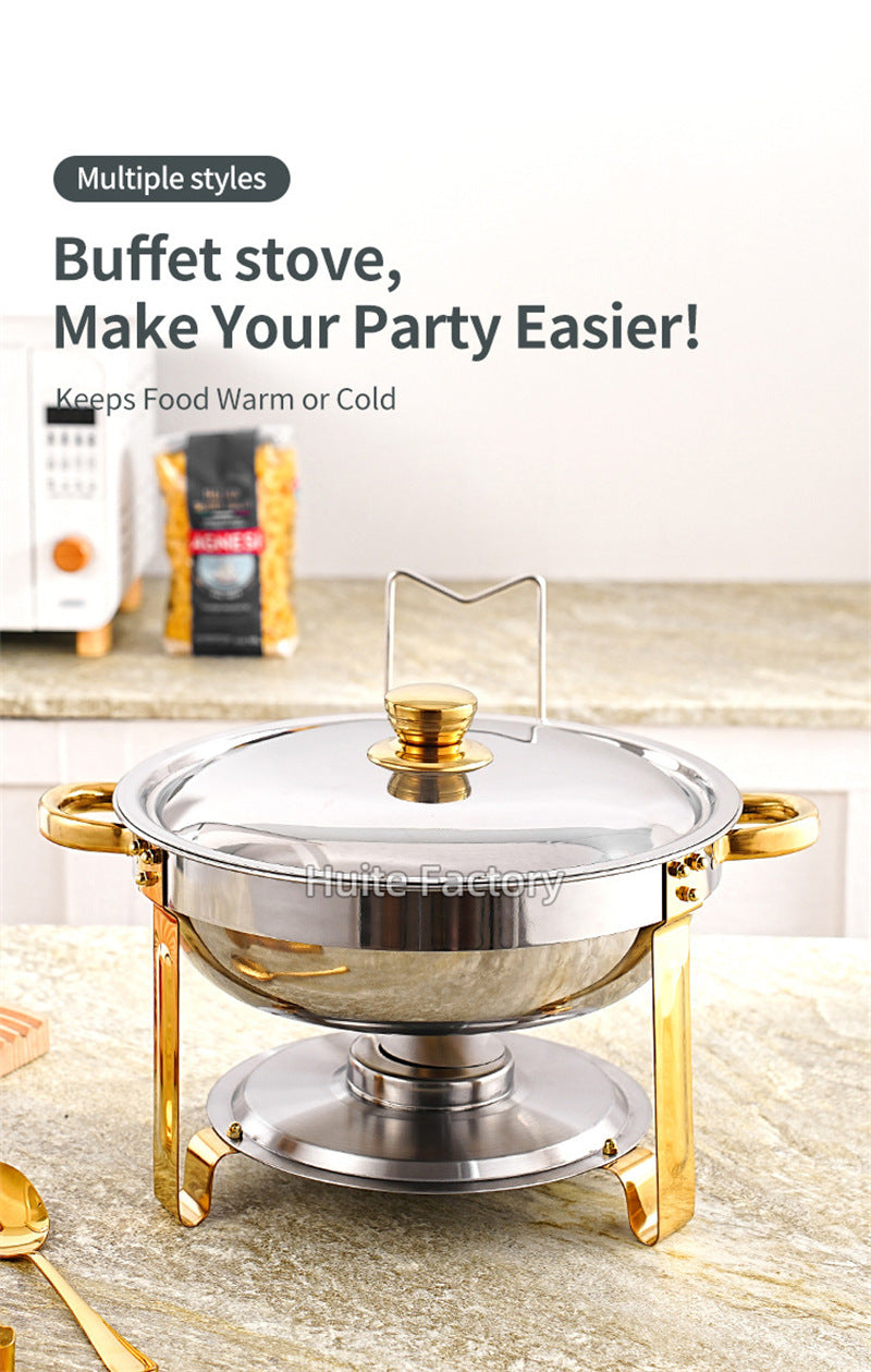 2 Pack 5QT Chafing Dish Buffet Set Stainless Steel Chafer with 2 Full Size Pans Round Catering Warmer Server Lid Water Pan