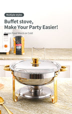 2 Pack 5QT Chafing Dish Buffet Set Stainless Steel Chafer with 2 Full Size Pans Round Catering Warmer Server Lid Water Pan