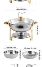 2 Pack 5QT Chafing Dish Buffet Set Stainless Steel Chafer with 2 Full Size Pans Round Catering Warmer Server Lid Water Pan